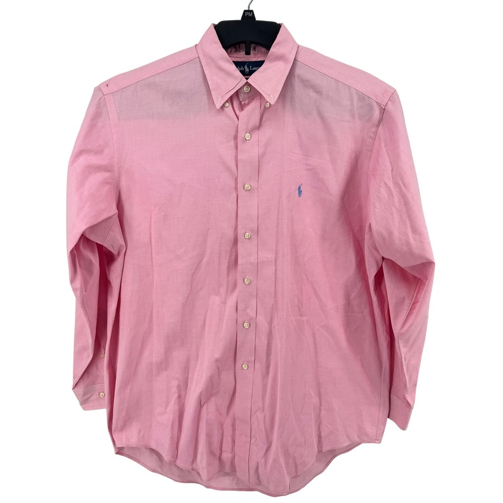 Vintage Ralph Lauren Oxford Shirt Mens 16.5 34/35 Pink Classic Fit Long Sleeve